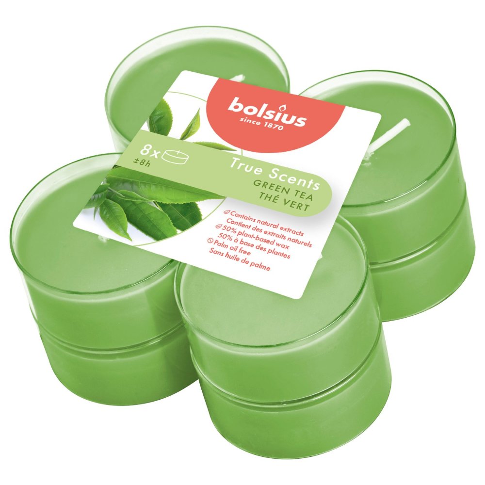 Bolsius Maxilichten True Scents  Green Tea 8 stuks 8 uur