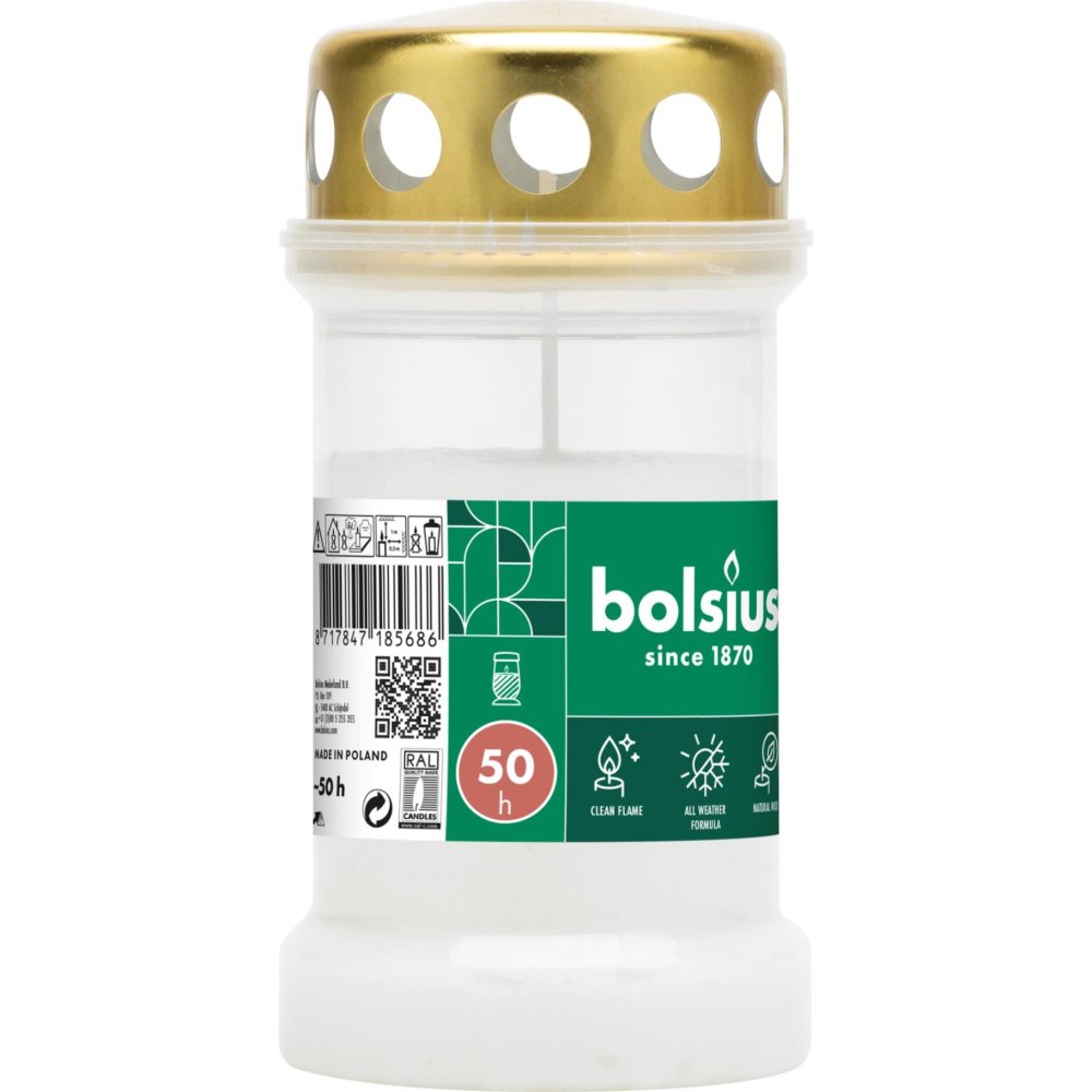 Bolsius herdenkingslicht crème met deksel