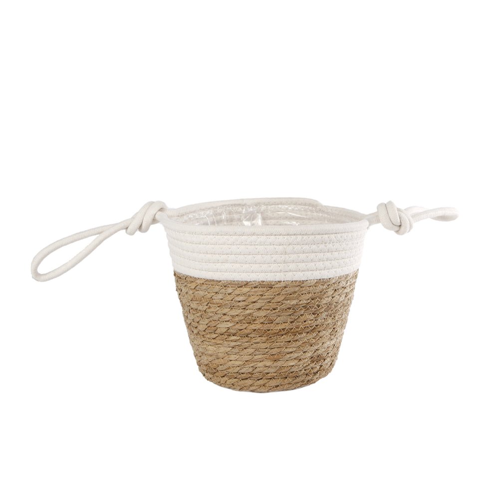 Mand Blois L naturel/wit riet pot 21