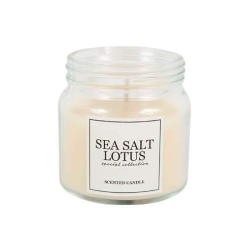 Geurkaars in glas sea salt lotus creme 6 cm