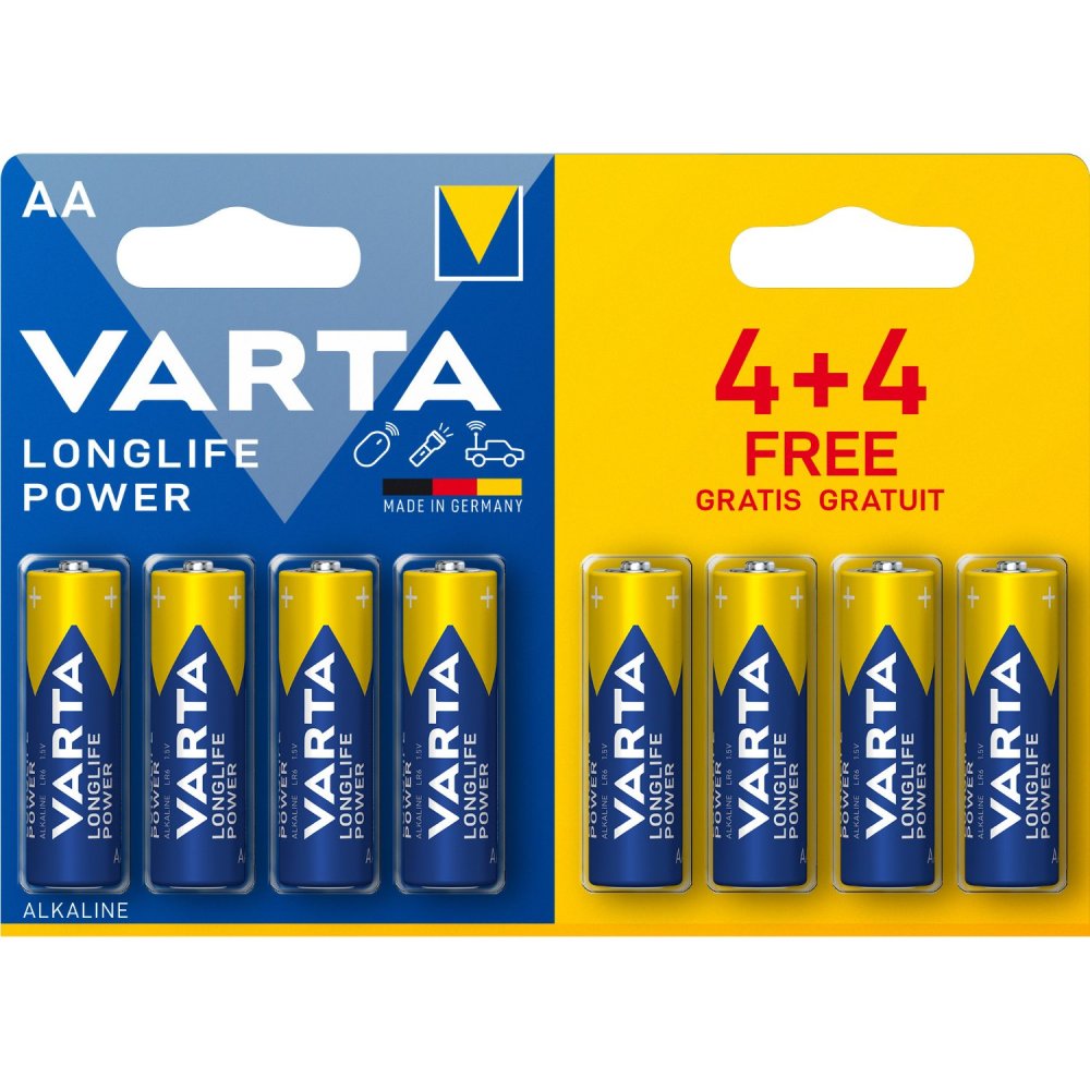 Batterij Varta AA 4+4 Alkaline Longlife Power