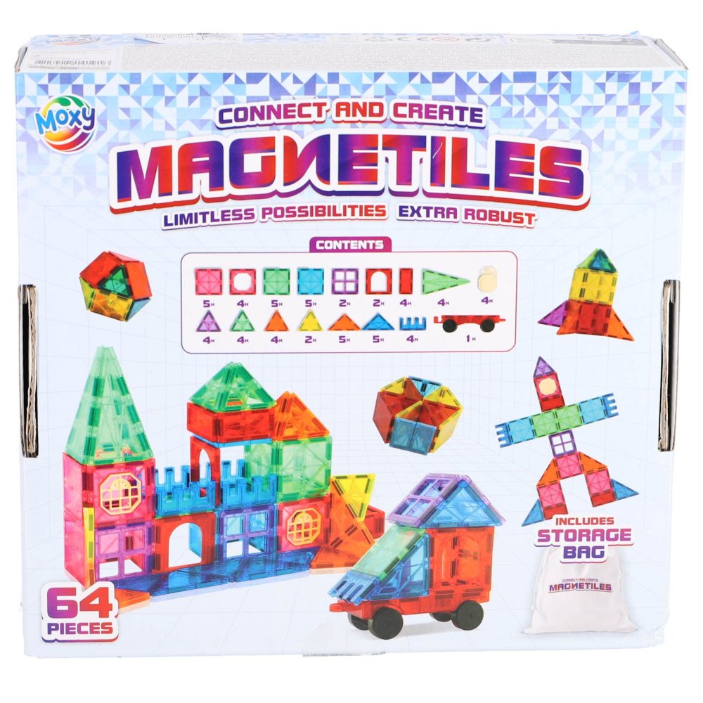 Magnetische tegels 64-delig inclusief opbergtas