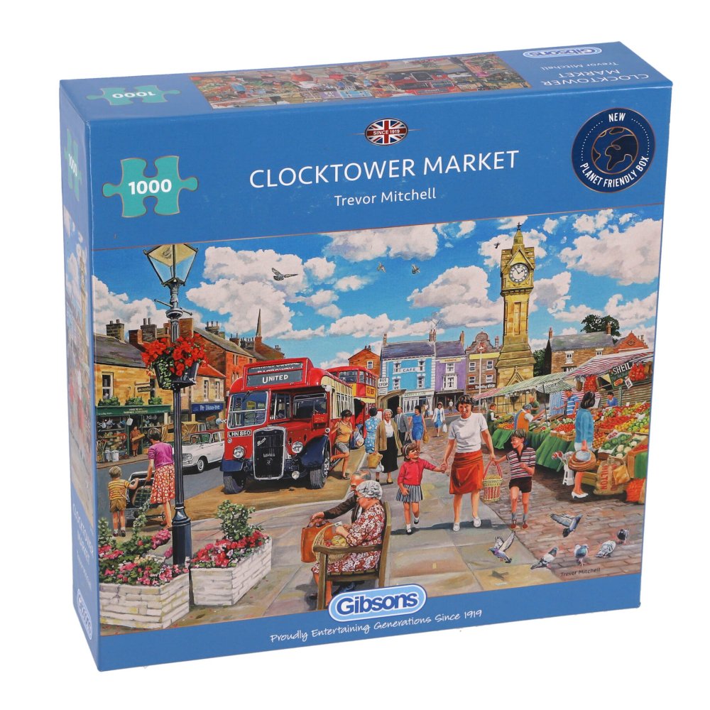 Puzzel  Gibsons 1000 Stuk Clocktower Market