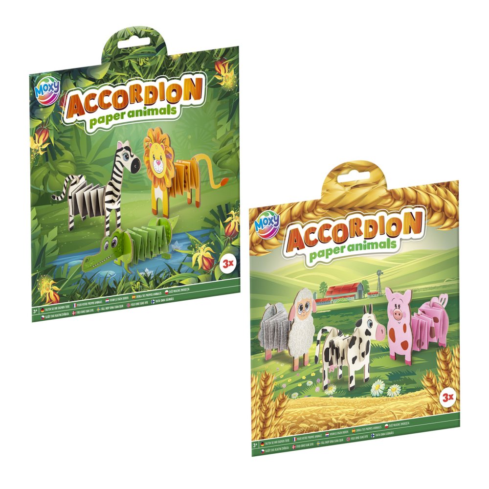 Papier knutselen Accordion dieren 3 stuks  2 assorti