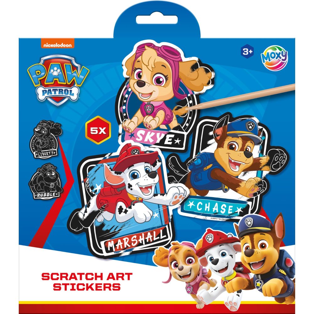 Paw Patrol scratch stickers met pen 5 delig