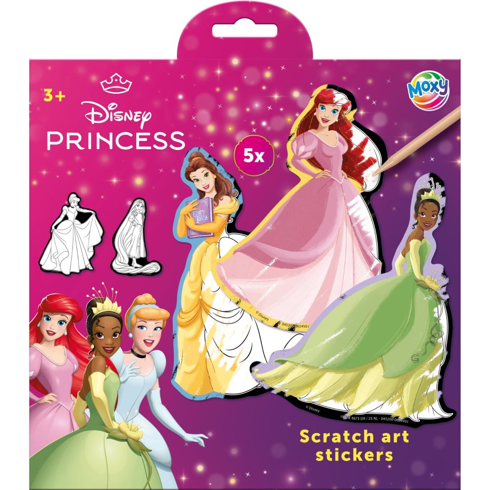 Princess scratch stickers met pen 5 delig