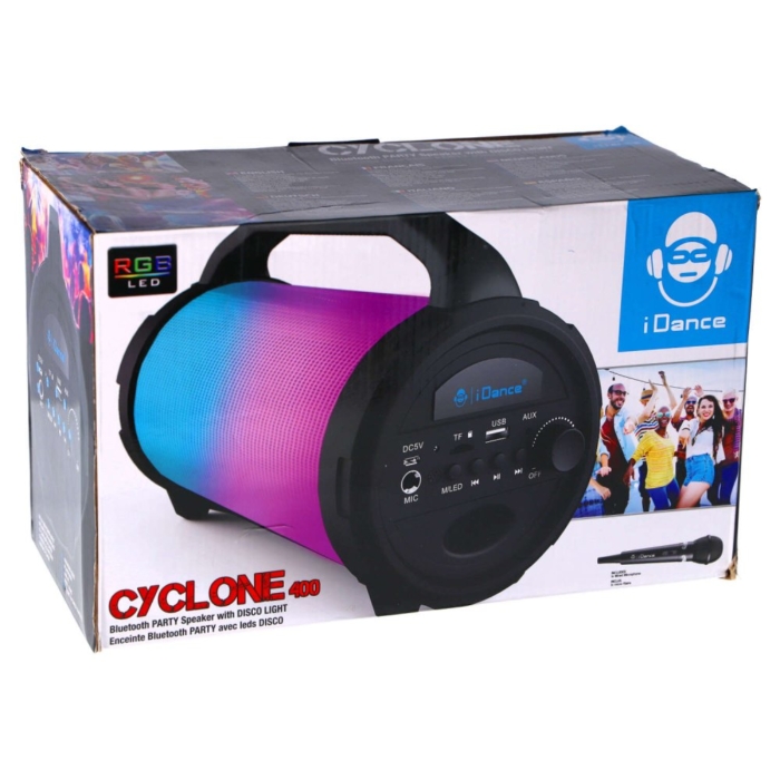 Idance party speaker cyclone met microfoon