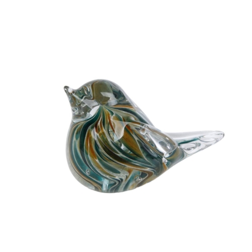 Sculptuur bird groen glas 13x6