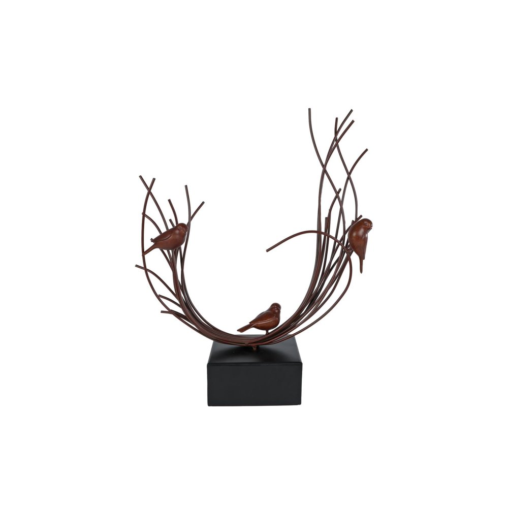 Sculptuur Birds Branch bruin metaal 36