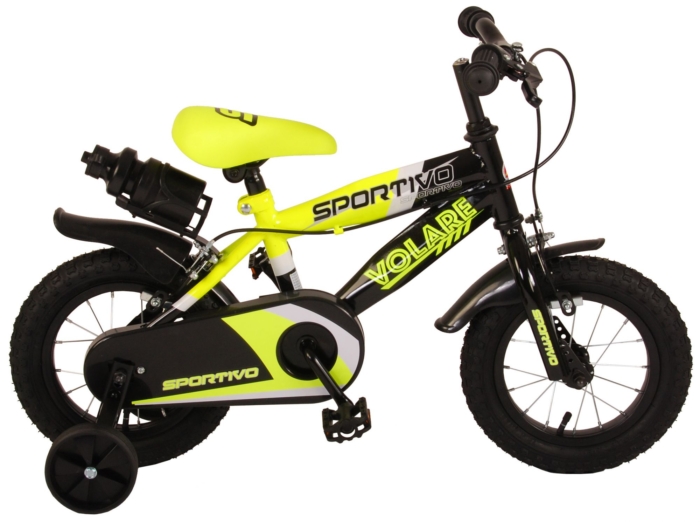 Volare Sportivo Kinderfiets - Jongens - 12 inch - Neon Geel Zwart - Twee Handremmen - 95% afgemonteerd - Afbeelding 2