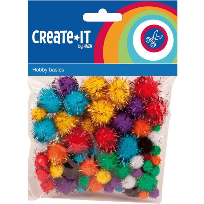 Create-It Pompoms Glitter 78 Stuks