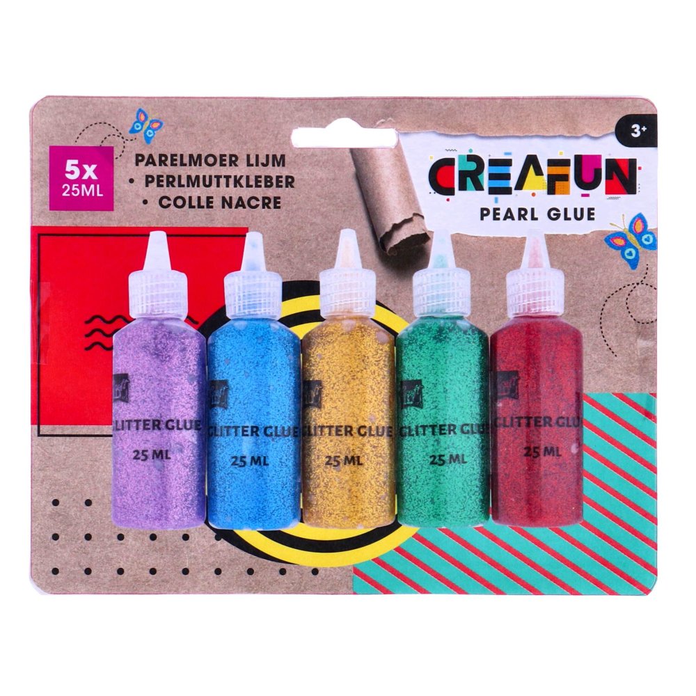 Creafun lijm parelmoer 5 x 25 ml 2 assorti