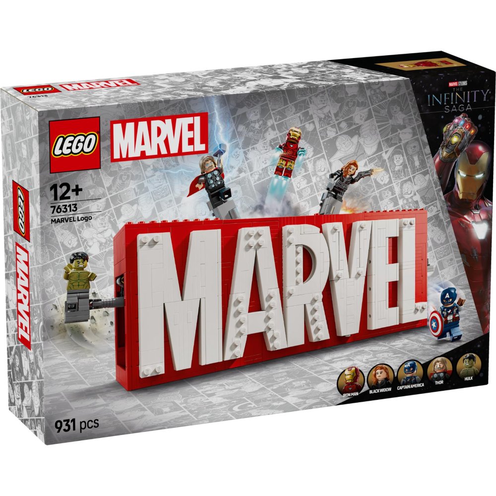 LEGO 76313 Super Heroes Marvel MARVEL logo en minifiguren