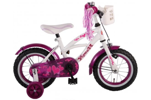 Volare Heart Cruiser Kinderfiets - Meisjes - 12 inch - Wit/Paars