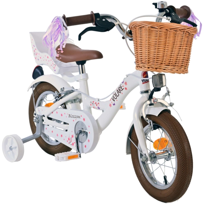 Volare Blossom Kinderfiets - Meisjes - 12 inch - Wit - Twee handremmen - Afbeelding 6