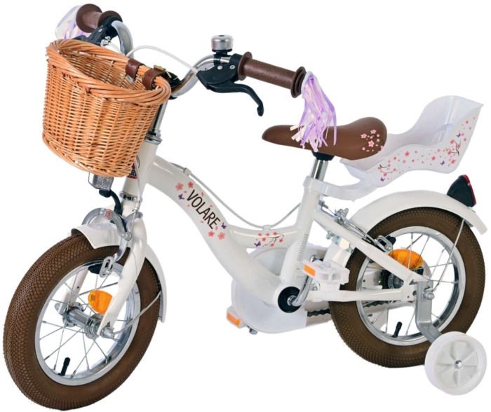 Volare Blossom Kinderfiets - Meisjes - 12 inch - Wit - Twee handremmen - Afbeelding 9