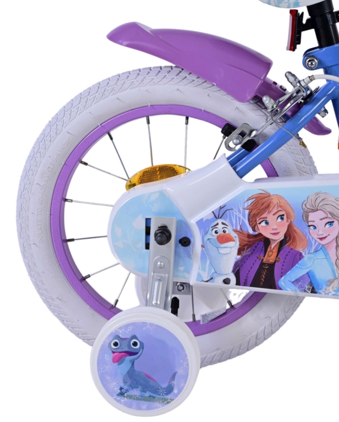 Disney Frozen 2 Kinderfiets - Meisjes - 14 inch - Blauw/Paars - Twee handremmen - Afbeelding 3