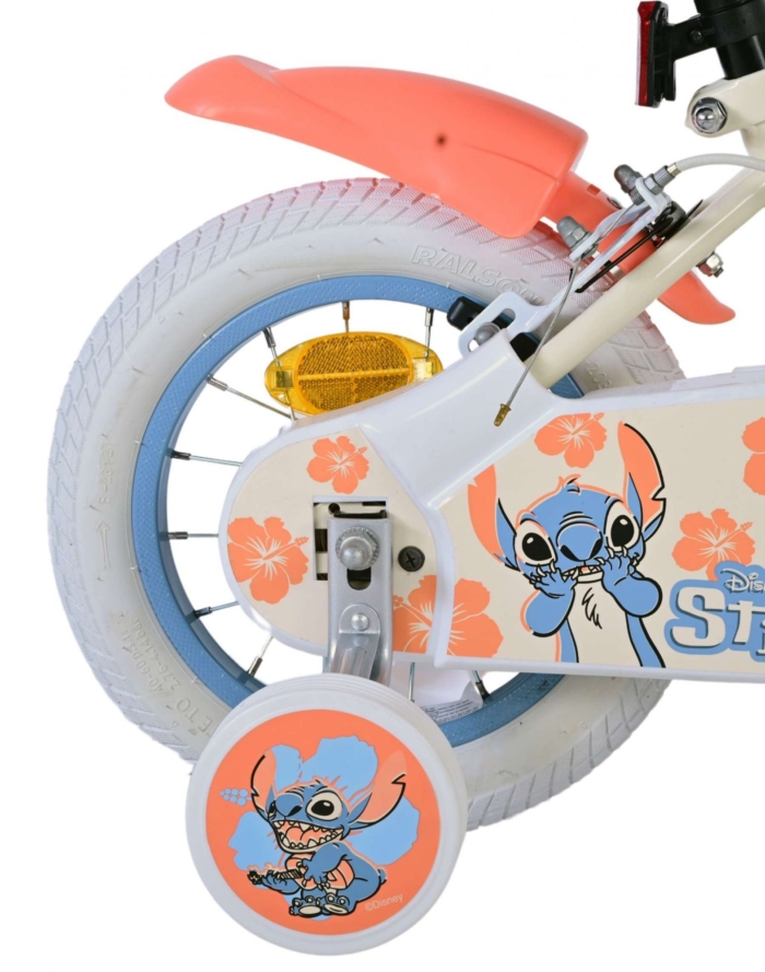 Disney Stitch Kinderfiets - Meisjes - 12 inch - Twee handremmen - Crème Koraal Blauw - Afbeelding 9