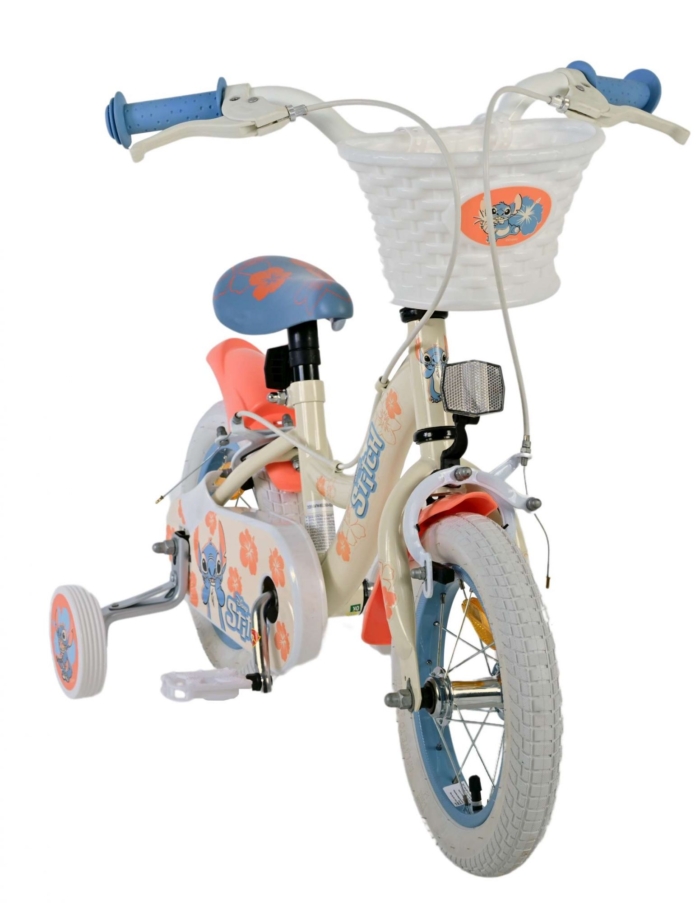 Disney Stitch Kinderfiets - Meisjes - 12 inch - Twee handremmen - Crème Koraal Blauw - Afbeelding 4