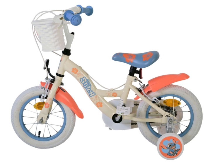 Disney Stitch Kinderfiets - Meisjes - 12 inch - Twee handremmen - Crème Koraal Blauw - Afbeelding 5