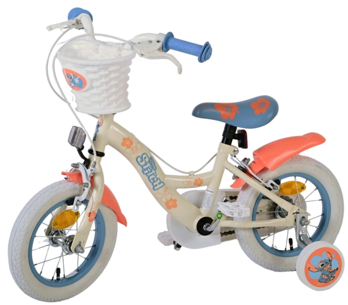 Disney Stitch Kinderfiets - Meisjes - 12 inch - Twee handremmen - Crème Koraal Blauw - Afbeelding 6