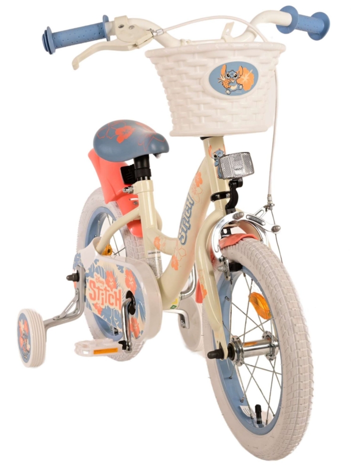 Disney Stitch Kinderfiets - Meisjes - 14 inch - Crème Koraal Blauw - Afbeelding 6