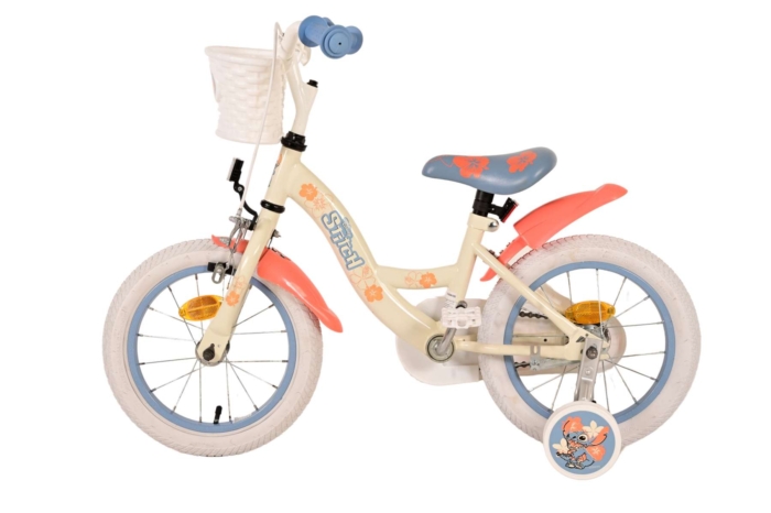 Disney Stitch Kinderfiets - Meisjes - 14 inch - Crème Koraal Blauw - Afbeelding 8