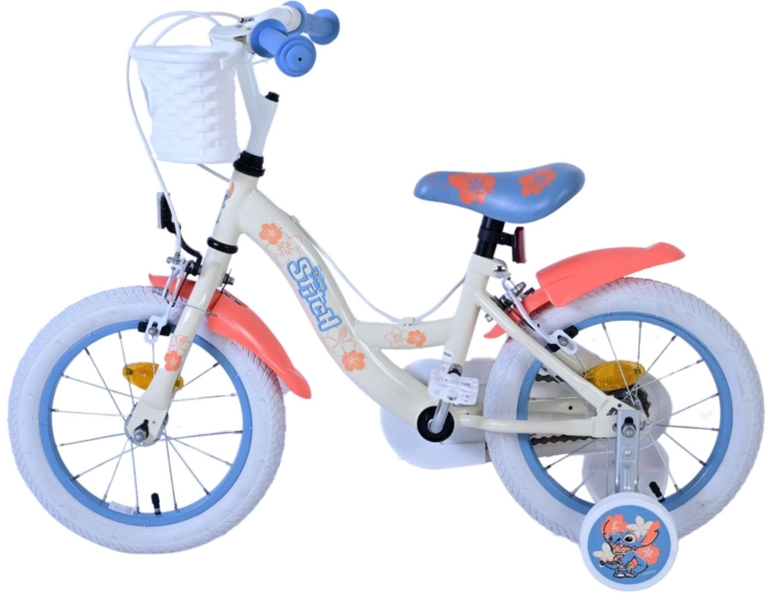 Disney Stitch Kinderfiets - Meisjes - 14 inch - Crème Koraal Blauw - Twee handremmen - Afbeelding 7