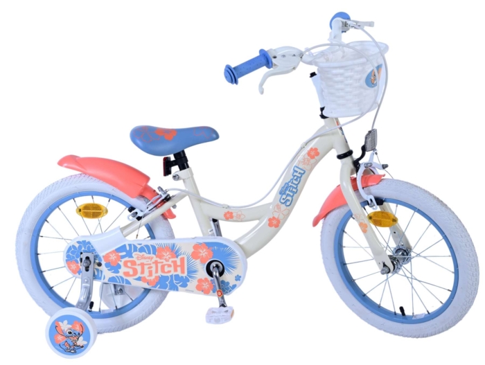 Disney Stitch Kinderfiets - Meisjes - 16 inch - Crème Koraal Blauw - Twee handremmen - Afbeelding 10