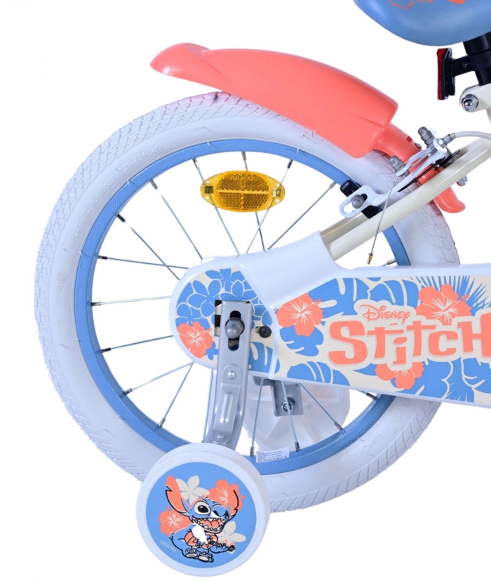 Disney Stitch Kinderfiets - Meisjes - 16 inch - Crème Koraal Blauw - Twee handremmen - Afbeelding 2