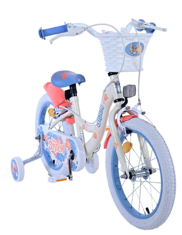 Disney Stitch Kinderfiets - Meisjes - 16 inch - Crème Koraal Blauw - Twee handremmen - Afbeelding 5