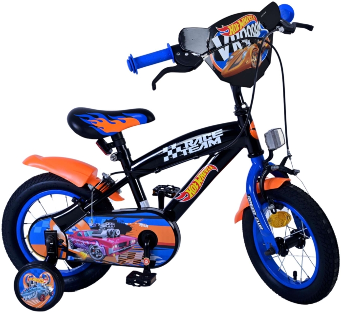 Hot Wheels Kinderfiets - Jongens - 12 inch - Zwart Oranje Blauw - Twee handremmen - Afbeelding 2