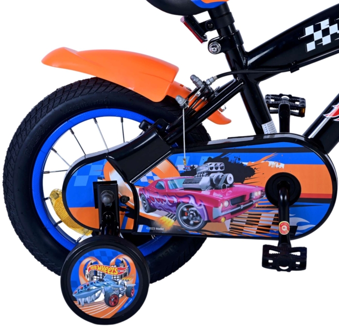 Hot Wheels Kinderfiets - Jongens - 12 inch - Zwart Oranje Blauw - Twee handremmen - Afbeelding 3