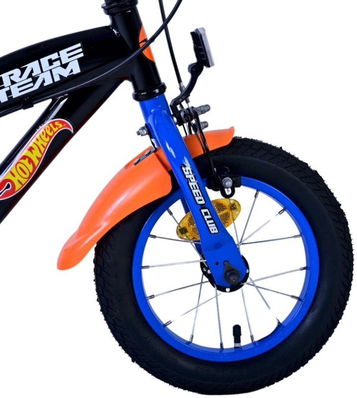 Hot Wheels Kinderfiets - Jongens - 12 inch - Zwart Oranje Blauw - Twee handremmen - Afbeelding 4