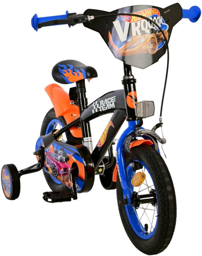 Hot Wheels Kinderfiets - Jongens - 12 inch - Zwart Oranje Blauw - Afbeelding 6