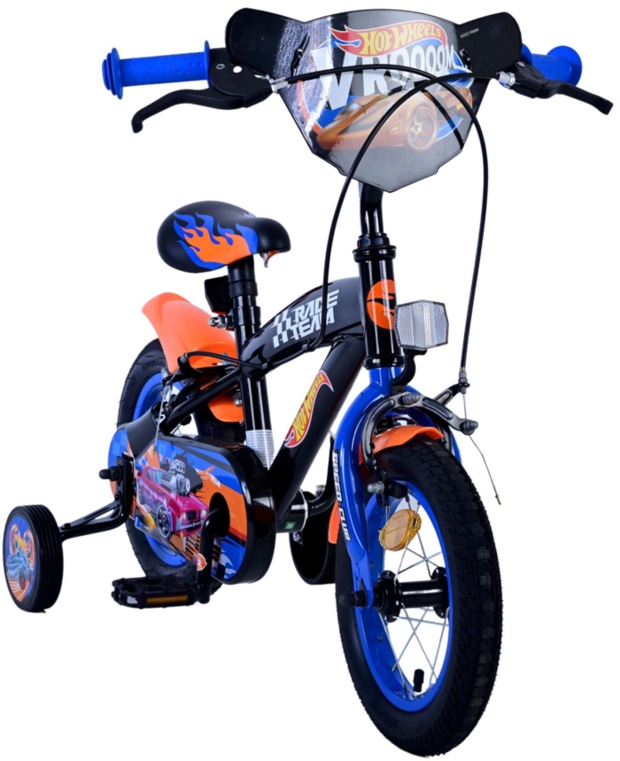 Hot Wheels Kinderfiets - Jongens - 12 inch - Zwart Oranje Blauw - Twee handremmen - Afbeelding 6