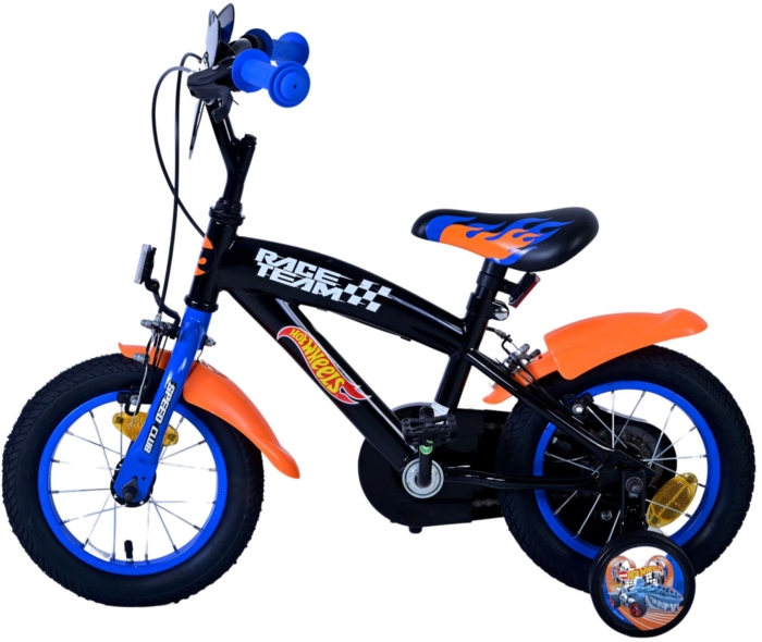 Hot Wheels Kinderfiets - Jongens - 12 inch - Zwart Oranje Blauw - Twee handremmen - Afbeelding 8