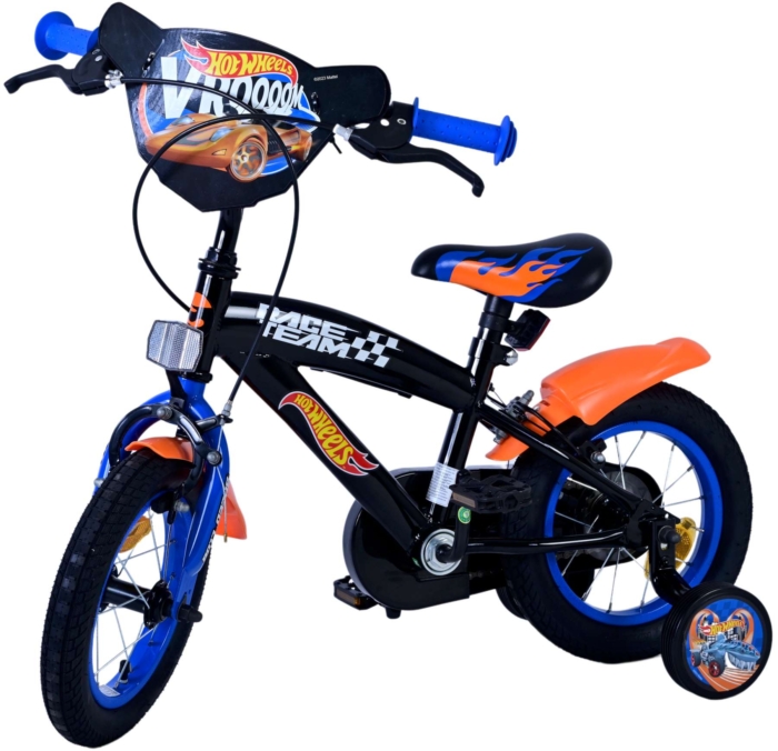 Hot Wheels Kinderfiets - Jongens - 12 inch - Zwart Oranje Blauw - Twee handremmen - Afbeelding 9