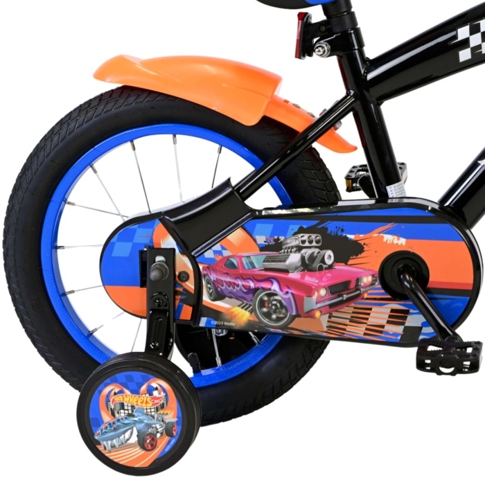 Hot Wheels Kinderfiets - Jongens - 14 inch - Zwart Oranje Blauw - Afbeelding 3