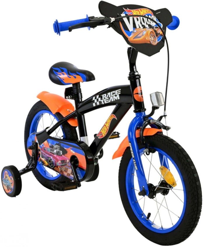 Hot Wheels Kinderfiets - Jongens - 14 inch - Zwart Oranje Blauw - Afbeelding 6