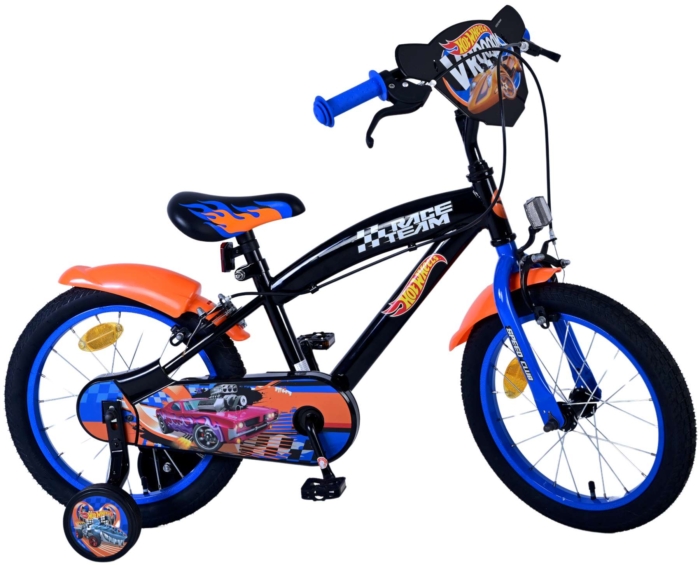 Hot Wheels Kinderfiets - Jongens - 16 inch - Zwart Oranje Blauw - Twee handremmen - Afbeelding 2