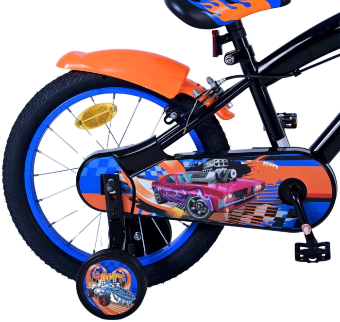 Hot Wheels Kinderfiets - Jongens - 16 inch - Zwart Oranje Blauw - Twee handremmen - Afbeelding 3