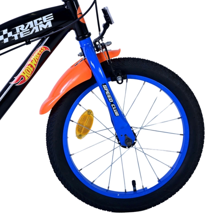 Hot Wheels Kinderfiets - Jongens - 16 inch - Zwart Oranje Blauw - Twee handremmen - Afbeelding 4