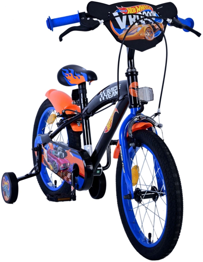 Hot Wheels Kinderfiets - Jongens - 16 inch - Zwart Oranje Blauw - Twee handremmen - Afbeelding 6