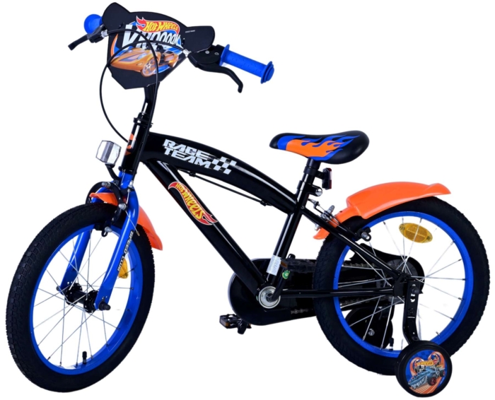 Hot Wheels Kinderfiets - Jongens - 16 inch - Zwart Oranje Blauw - Twee handremmen - Afbeelding 9