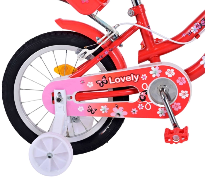 Volare Lovely Kinderfiets - Meisjes - 14 inch - Rood Wit - Twee Handremmen - Afbeelding 3