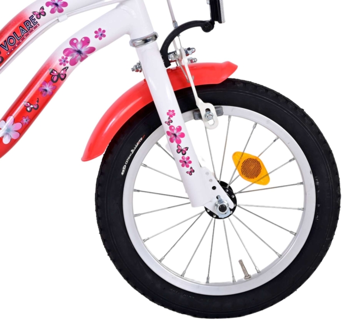 Volare Lovely Kinderfiets - Meisjes - 14 inch - Rood Wit - Twee Handremmen - Afbeelding 4