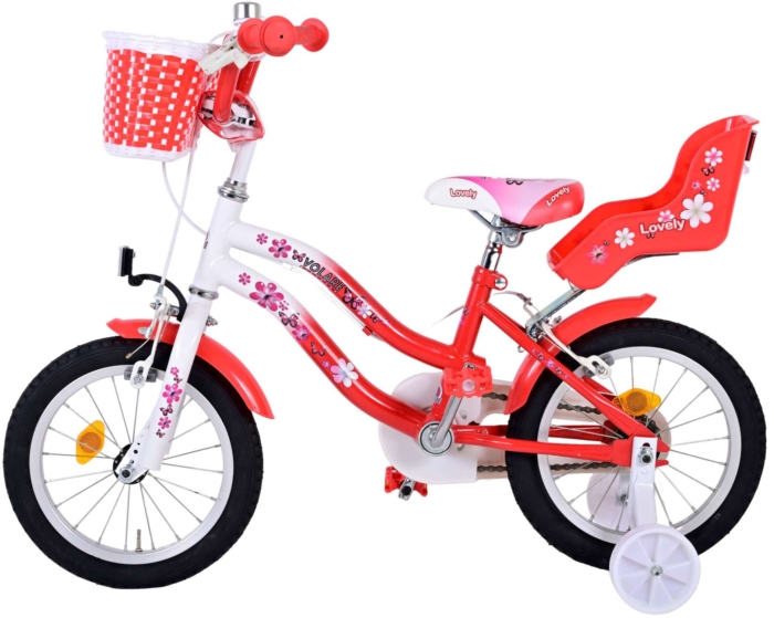 Volare Lovely Kinderfiets - Meisjes - 14 inch - Rood Wit - Twee Handremmen - Afbeelding 8