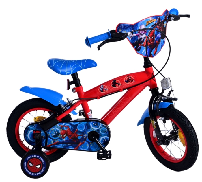 Ultimate Spider-Man Kinderfiets - Jongens - 12 inch - Blauw/Rood - Twee handremmen - Afbeelding 2