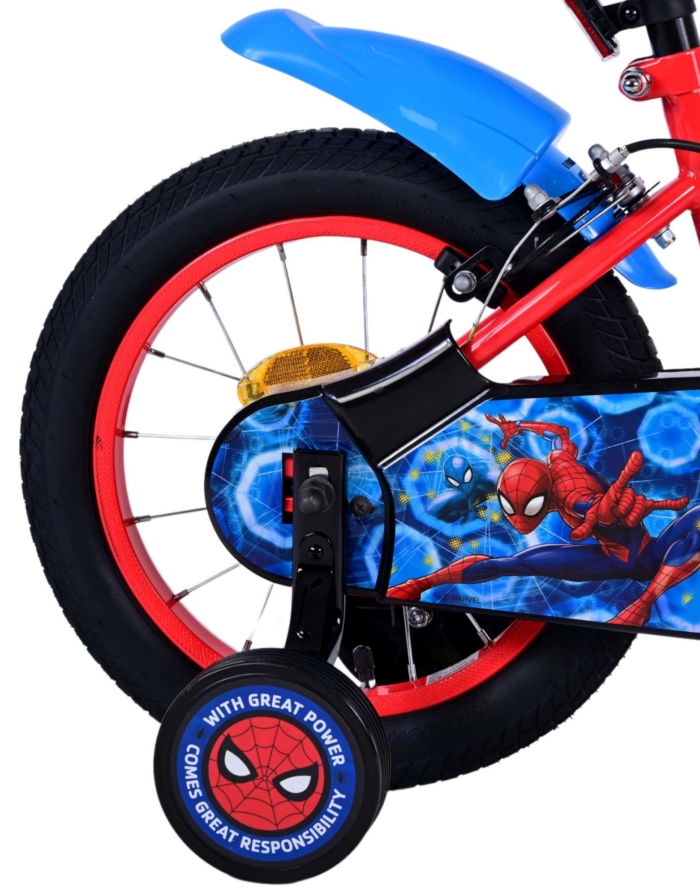 Ultimate Spider-Man Kinderfiets - Jongens - 14 inch - Blauw/Rood - Twee handremmen - Afbeelding 3